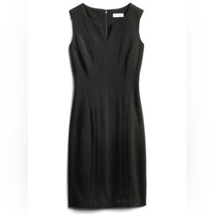 Pre-loved Calvin Klein Women's Sheath Sleeveless Deep V-Neck Black Work Dress